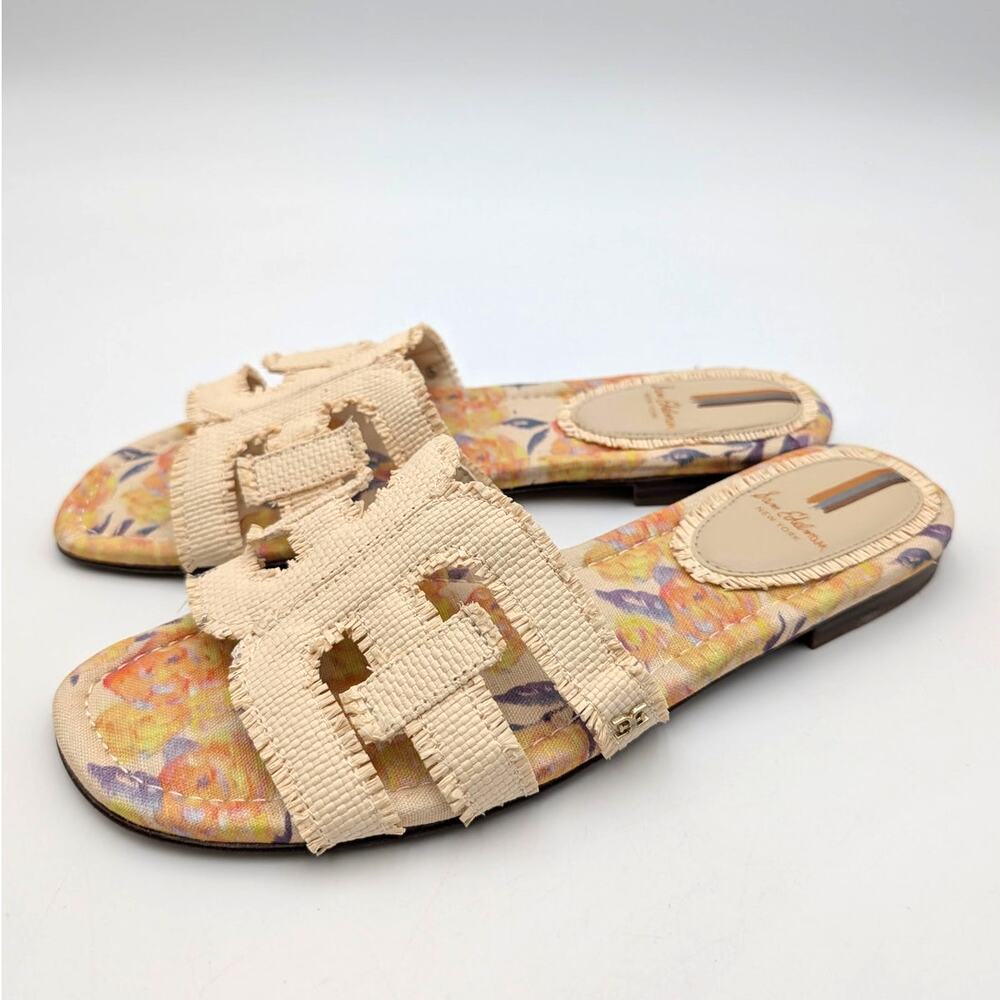Sam Edelman Bay Fray Double E Logo Slide Sandals Women's Wheat Fray Sz US7M EU37